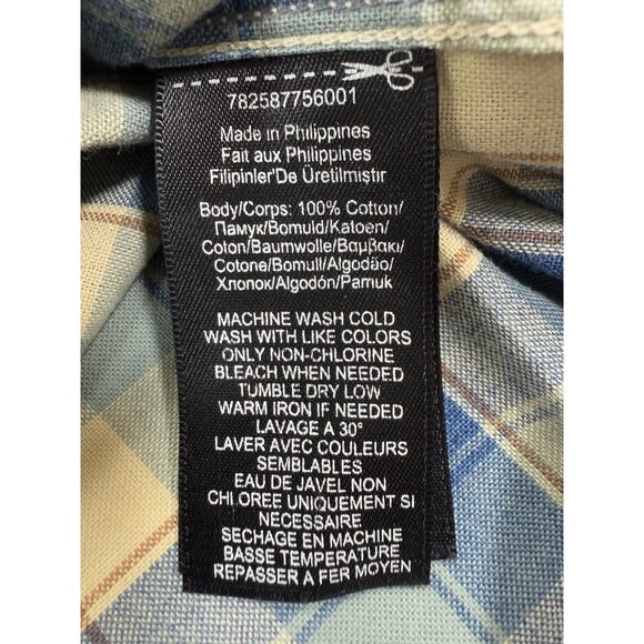 RRL Double RL Ralph Lauren Mens Popover Shirt Sz Large Blue Plaid Long Sleeve - Picture 10 of 12